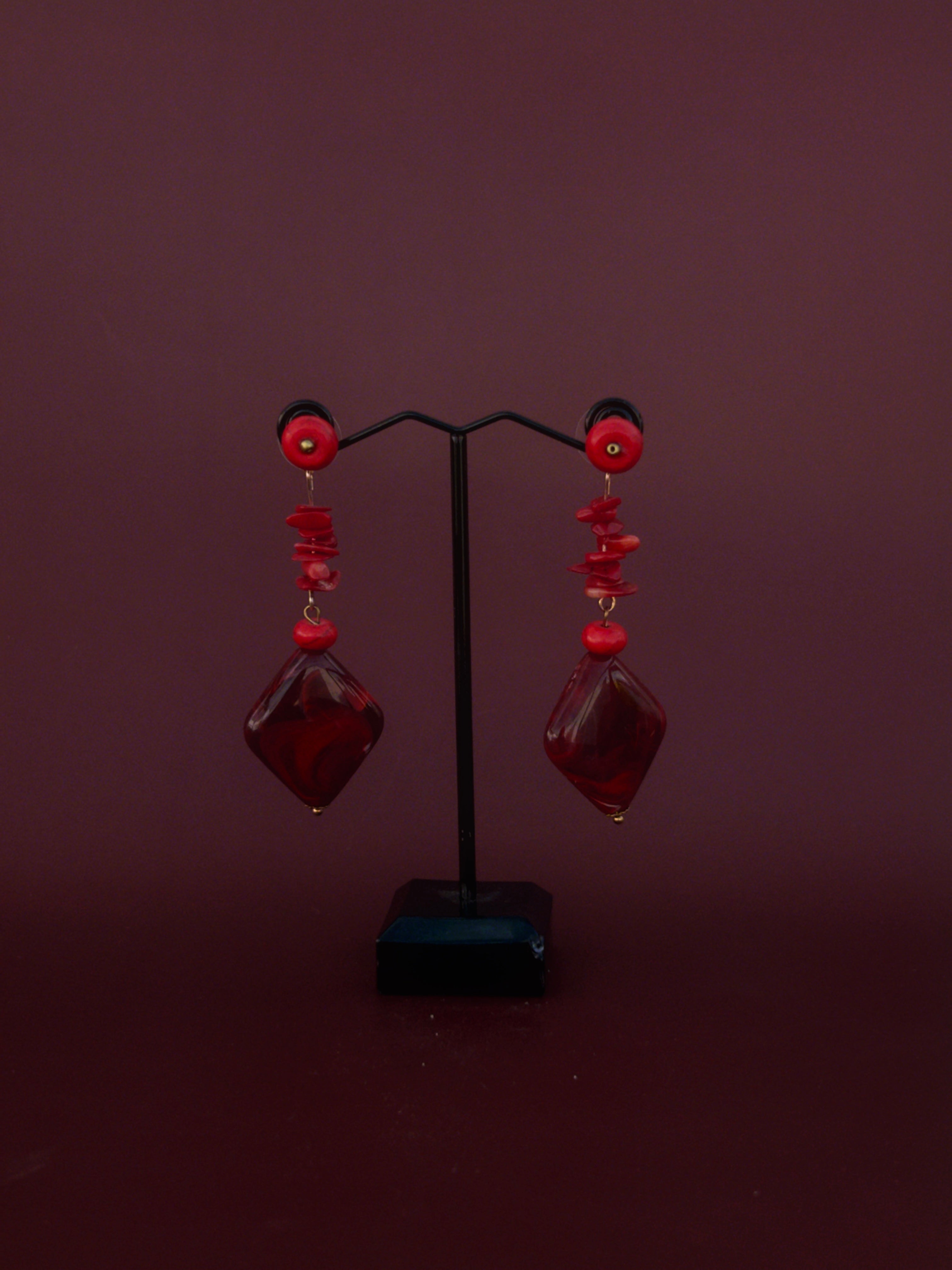 Pendientes Rombo rojo