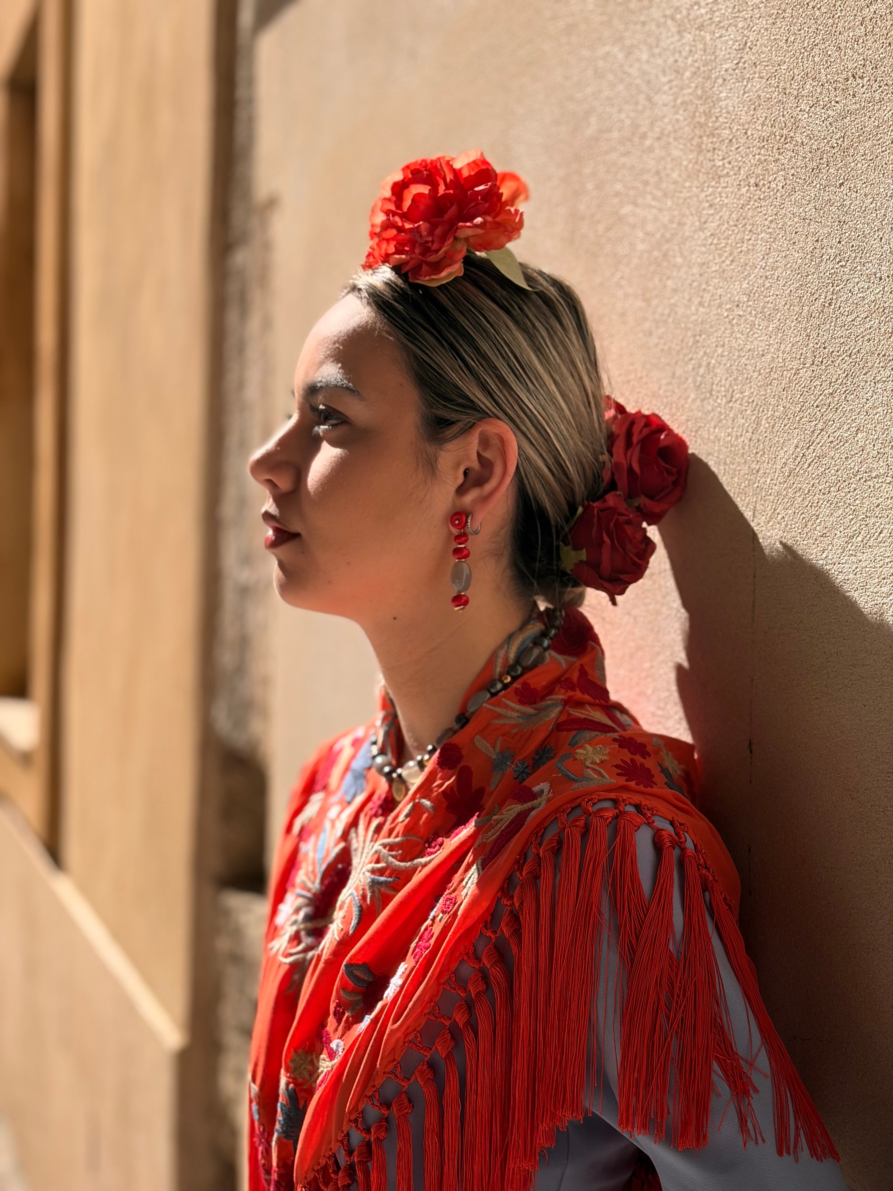 Pendientes Árabes Rojo-gris