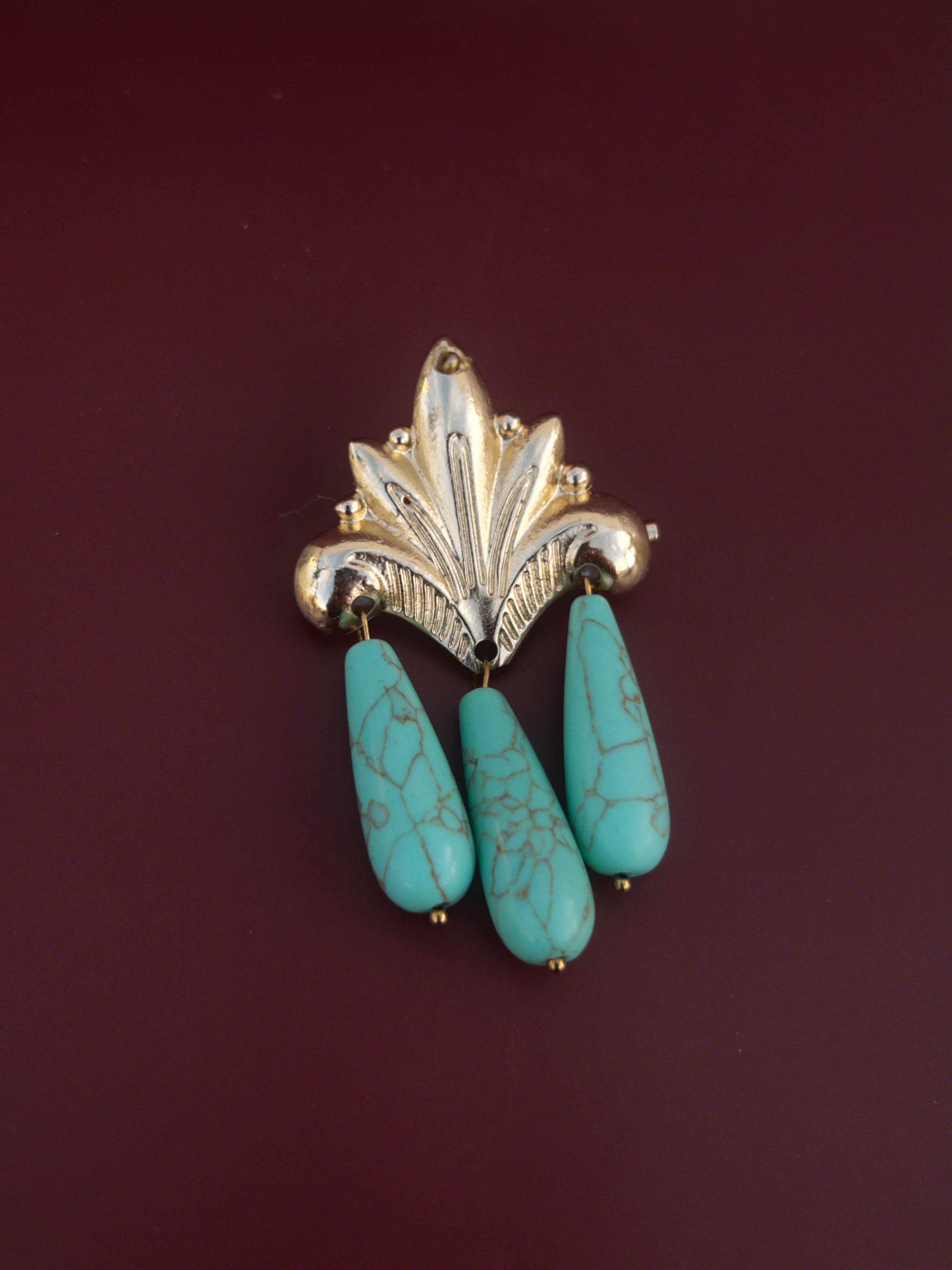 Broche Lis turquesa