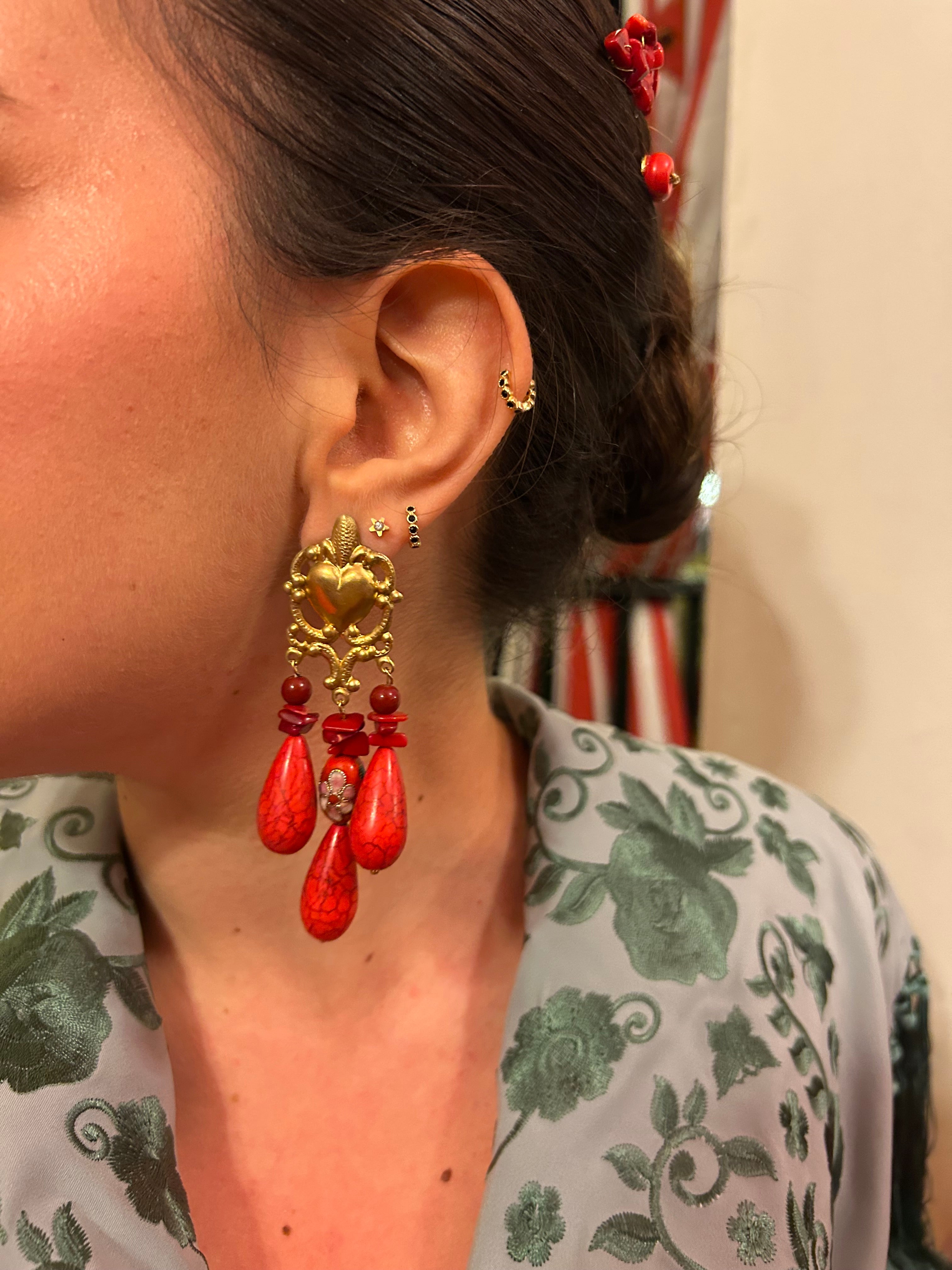 Pendientes Sagrado Corazón rojo